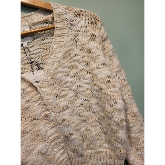 New Lili Sidonio Anthropologie Cream Crop Cardigan Sweater Sz M - Picture 3 of 9